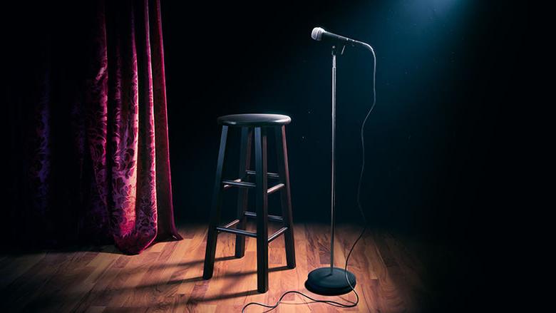 Stand-up Comedy Stool and Microphone